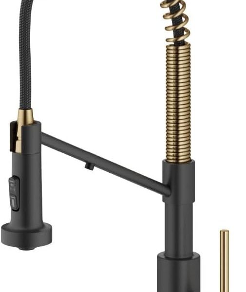 Kraus Bolden 2-in-1 Pull-Down Single Handle Kitchen Sink Filter Water Faucet for Reverse Osmosis or Water Filtration System in Brushed Brass/Matte Black, KFF-1610BBMB