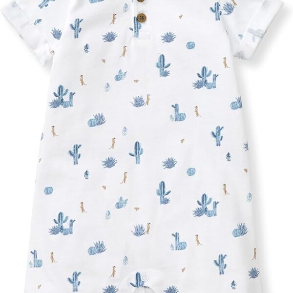 Burt's Bees Baby baby-boys Short Sleeve Rompers, 100% Organic Cotton One-piece Coverall and Layette Set