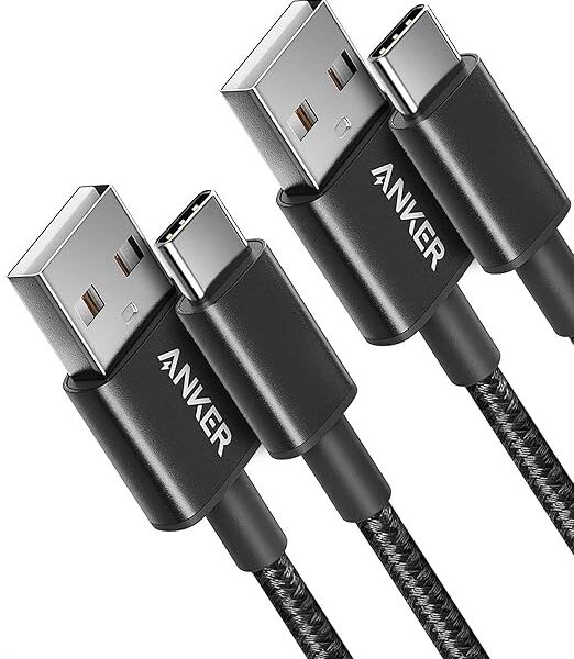 Anker Cable [2 Pack, 3FT], USB A to USB C Cable for Samsung Galaxy S10 S10+, LG V30, Beats Fit Pro and More (Black)