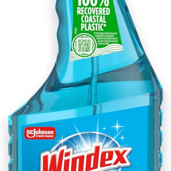 Windex Glass and Window Cleaner Spray Bottle, Packaging Designed to Prevent Leakage and Breaking, Surface Cleaning Spray, Original Blue Scent, 23 Fl Oz