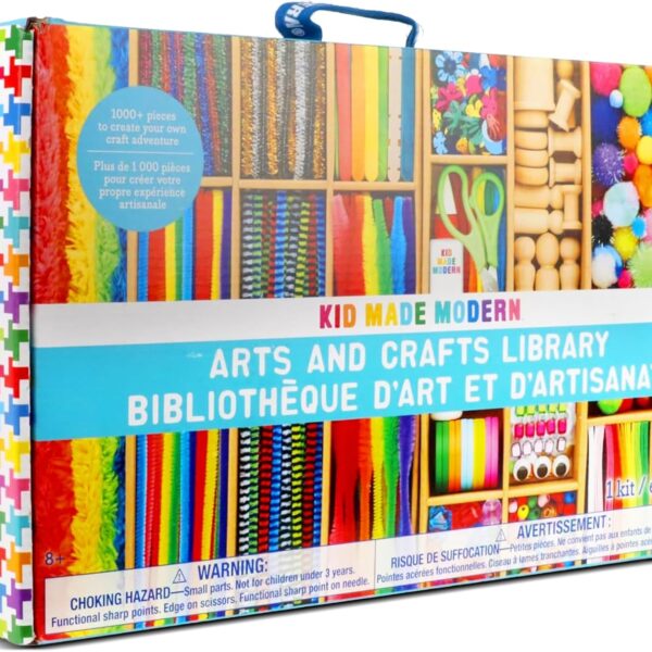 Kid Made Modern Arts and Crafts Kit - A DIY 1000+ Piece Hobby Craft Supplies & Materials Box for Creative Art Projects for Kids Ages 4 5 6 7 8 9 10 11 & 12 Year Old Girls & Boys