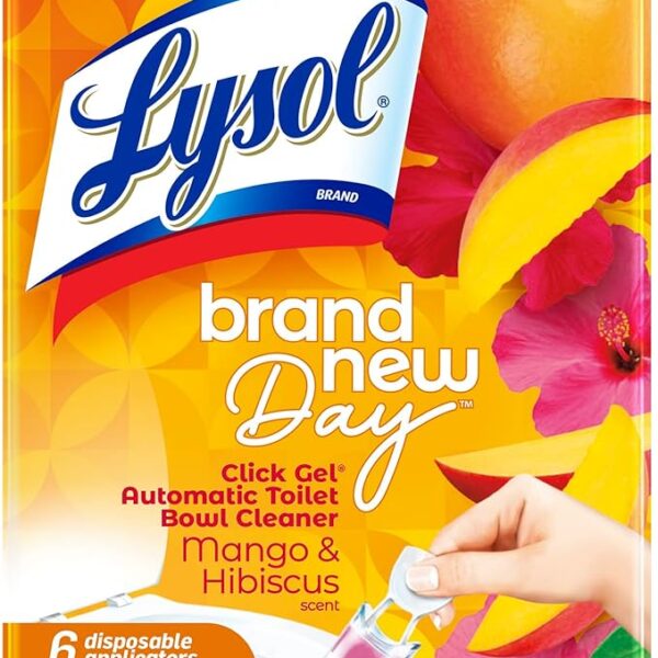Lysol Click Gel Automatic Toilet Bowl Cleaner, Gel Toilet Bowl Cleaner, For Cleaning and Refreshing, Mango & Hibiscus, 6 Count (Pack of 1)