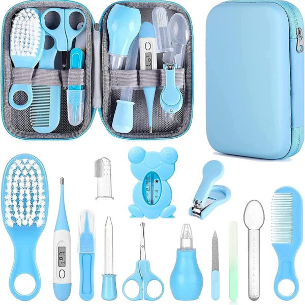 Baby Grooming Kit, Infant Safety Care Set with Hair Brush Comb Nail Clipper Nasal Aspirator,Baby Essentials Kit for Newborn Girls Boys